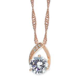 Charter Club Crystal Pendant Necklace NEW Rose Gold 15" 1573